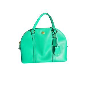 Coach F21907 Saffiano Leather Dome Satchel Turquoise Green Top Handle Handbag